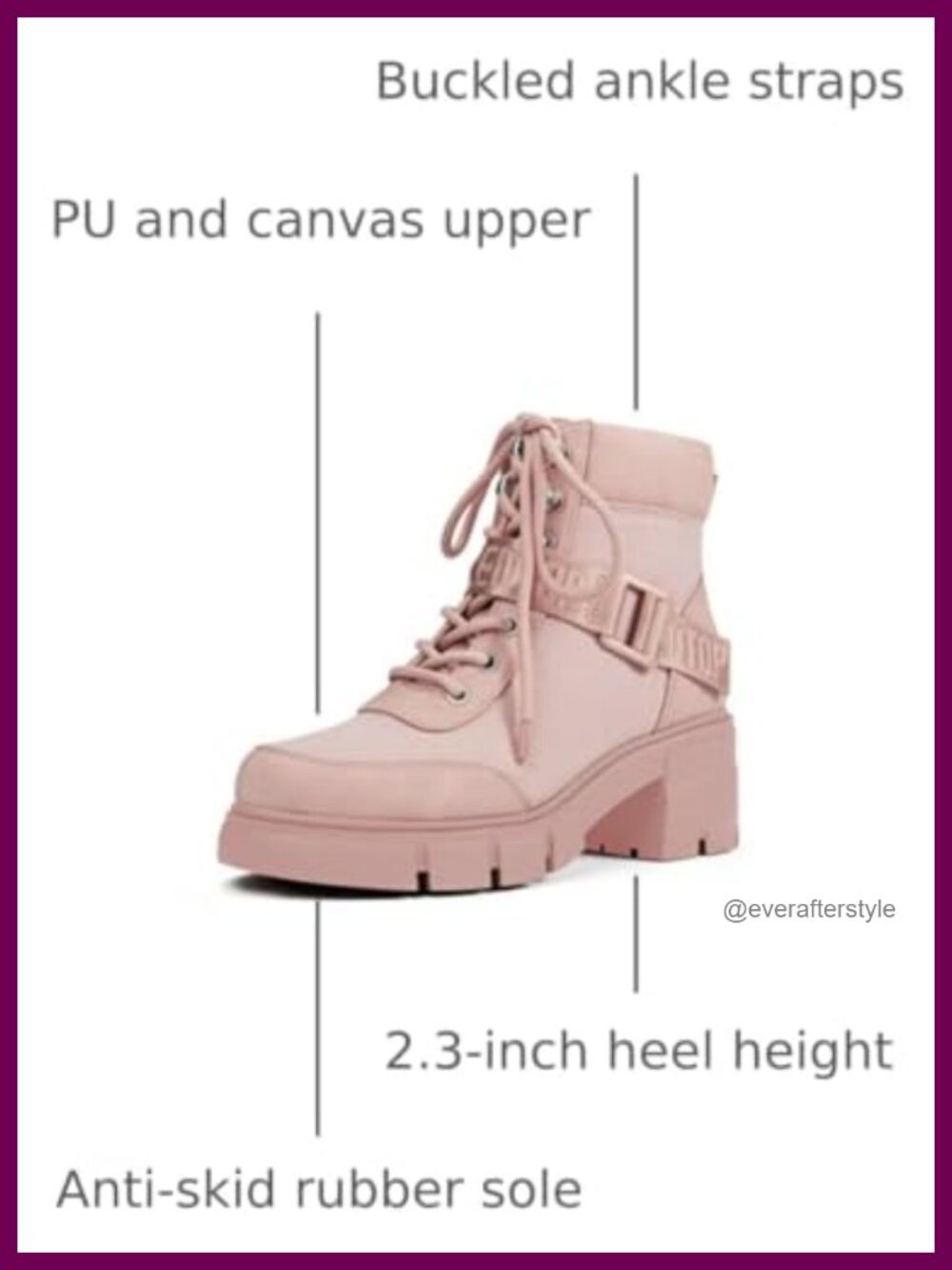 Women's Combat Boots Chunky Lug Sole Lace-Up Ankle Bootie with Canvas and PU - Picture 2 of 6